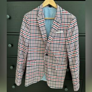 Blue and red stripes men blazer